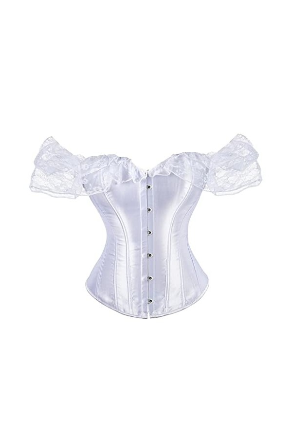 Corsets à Bustier pour Femmes Corset Satin Lace Up Top Plus Size Gothic Elegant Overbust Corset Renaissance Color : Black, S