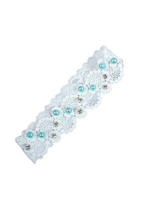 NC Jarretelles de Mariage en Dentelle pour la mariée, Accessoires de Mariage de mariée à la Main perlé élastique Boucle de Ja