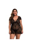 UDRJU Lingerie pour Le Sexe Col en V Lingerie Sexy Costumes Grande Taille Vêtements De Nuit Femme-Bleu Marine_3XL