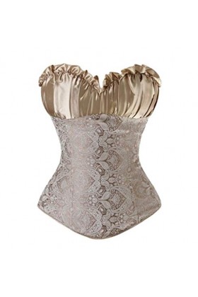 TTCI-RR Bustiers et Corsets Renaissance Princesse crémeuse Corset Gothique de rétro Overbust Top Lace Up Boned Fermeture à gl