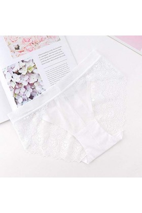 Fuduoduo Culottes Ventre Plat Femmes,Culotte en Dentelle Super Sexy Taille mi-Haute pour Dames-White_XL 5pcs,Sexy Culotte F