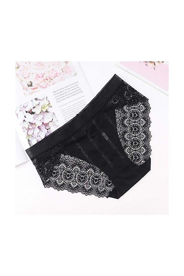 Fuduoduo Culottes Ventre Plat Femmes,Culotte en Dentelle Super Sexy Taille mi-Haute pour Dames-White_XL 5pcs,Sexy Culotte F