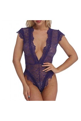 adqw Conjointed Deep V Perspective Lace Perspective Sexy Underwear Sexy-Purple_l