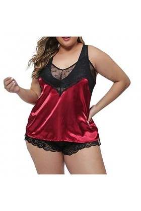 adqw Pyjama Sexy sur pour Les Femmes vêtements de Nuit Pyjama sous-vêtements vêtements de Nuit-Rouge_XL