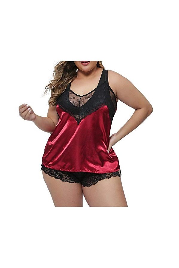 adqw Pyjama Sexy sur pour Les Femmes vêtements de Nuit Pyjama sous-vêtements vêtements de Nuit-Rouge_XL