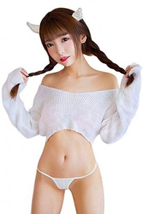 Olanstar Ensemble de lingerie pour femme Diable et ange avec culotte, blanc, taille unique