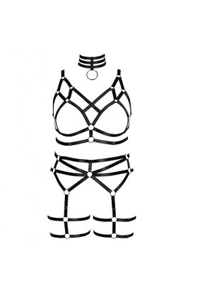 Ceinture de poitrine réglable pour femme - Grande taille - Harnais de corps - Porte-jarretelles - Soutien-gorge - Fête - Carn