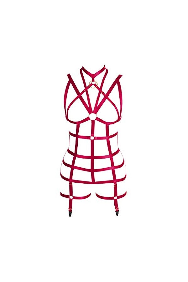 Ensemble de lingerie à bretelles et porte-jarretelles style punk pour femme, bleu ciel, Taille unique