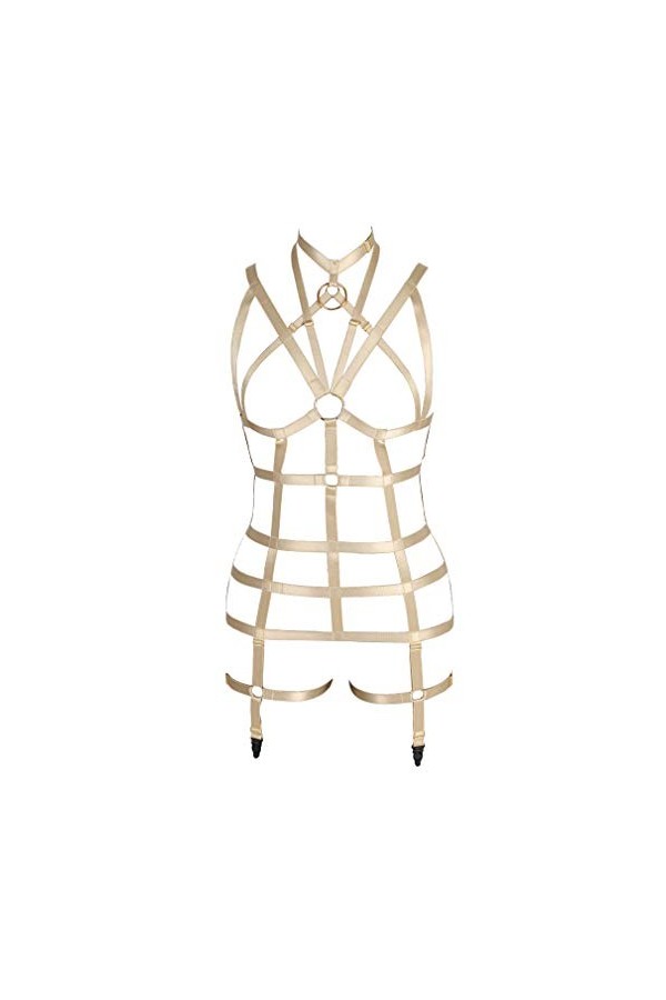 Ensemble de lingerie à bretelles et porte-jarretelles style punk pour femme, bleu ciel, Taille unique