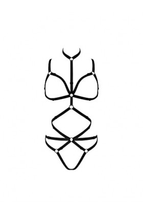 Harnais sexy noir, soutien-gorge ouvert XS/S , Noir , XS-S