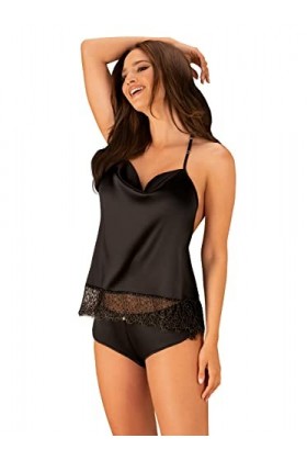 Obsessive Lensemble De Lingerie De Nuit Sexy Dentelle Agatya 2-Pcs Set, Noir,L-XL