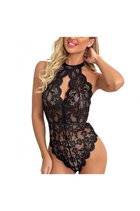 WDZOWU Lingerie Sexy Floral Dentelle Costumes-Red_S