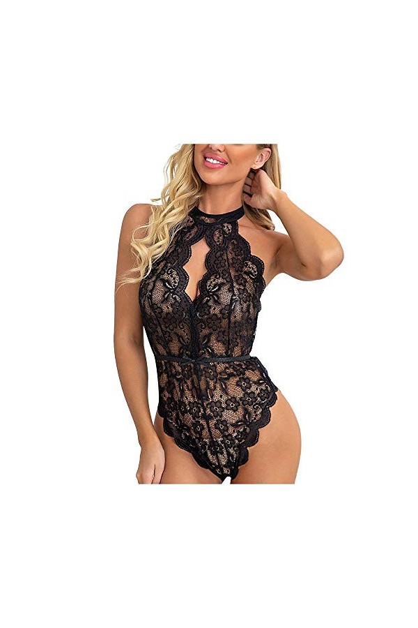 WDZOWU Lingerie Sexy Floral Dentelle Costumes-Red_S