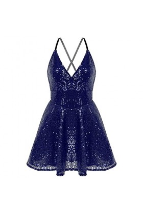 KSDFIUHAG Sexy Porte Jarretelle Costume De Boîte De Nuit Robe À Paillettes À Col en V Profond pour Femmes À Bretelles Spaghet