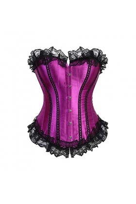 TTCI-RR Bustiers et Corsets Satin Satin Satin Bein-Brotte Corset et Bustier Bustier avec Garniture en Dentelle Stripegirl Str