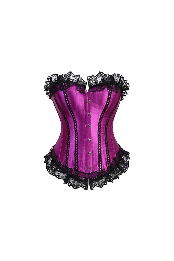 TTCI-RR Bustiers et Corsets Satin Satin Satin Bein-Brotte Corset et Bustier Bustier avec Garniture en Dentelle Stripegirl Str