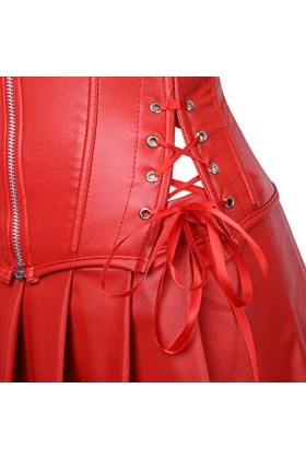 MeButy Sexy Femme Coquine Robe Corset en Similicuir Gothique À Glissière sur Le Devant-Rouge_XXL