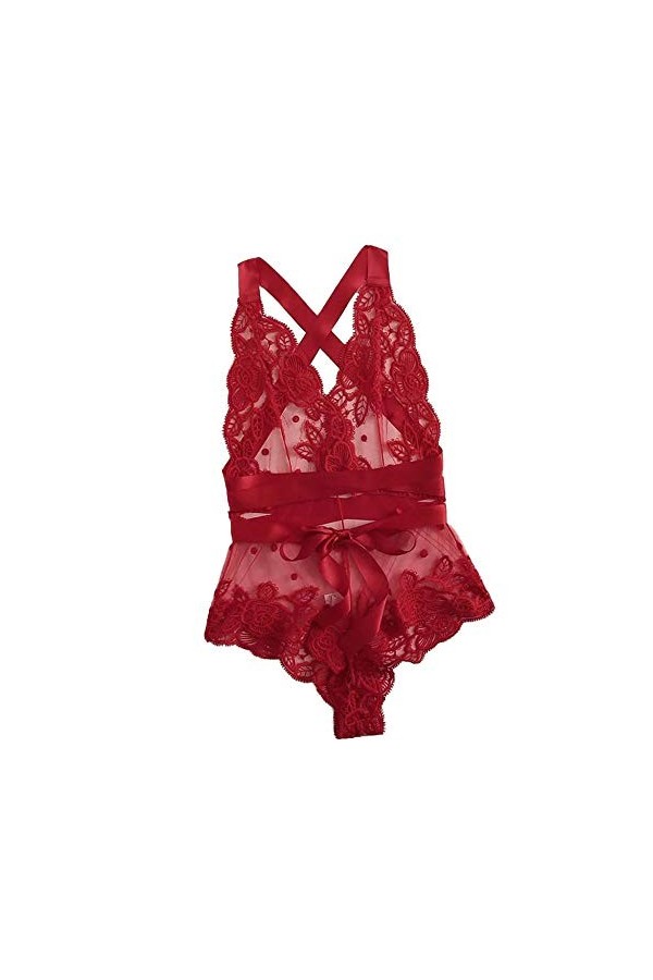 Rtyoo Vêtements Techniques et spéciaux Lingerie Sexy Lingerie Transparente Costume Sexy Femme Jupon érotique érotique-Red_L
