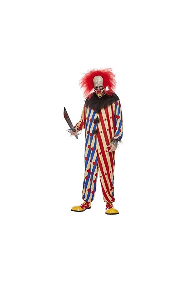 Smiffys Costume de clown effrayant, Homme, 63044XL, Rouge, XL-Size 46"-48"