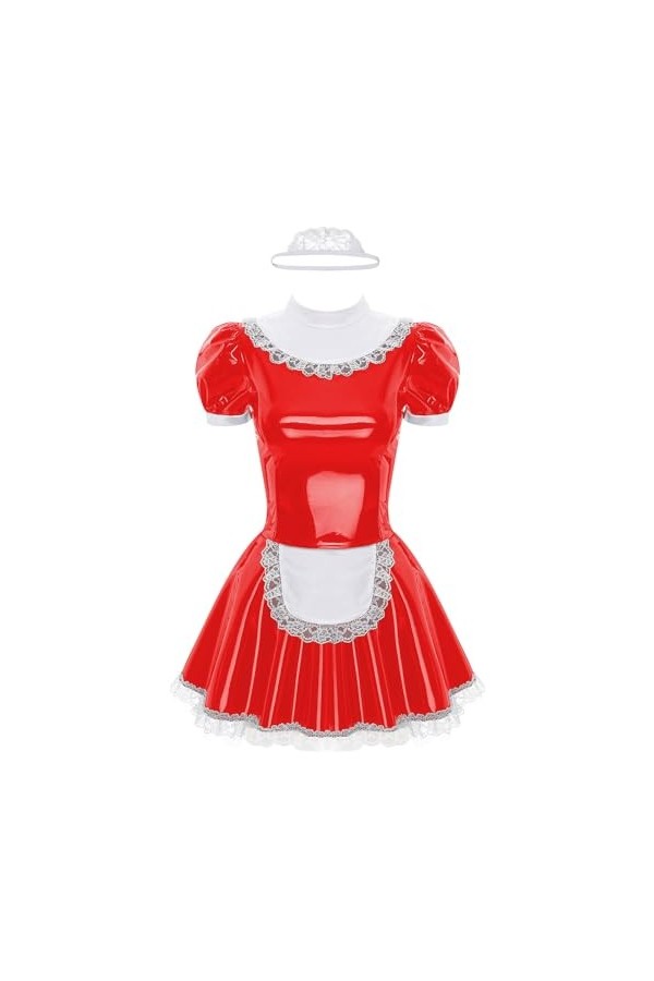 GRRKDFQ Tenue Sexy Costume De Demoiselle DHonneur, Robe De Cosplay Avec Bandeau, Tablier À Volants, Noir, 4Xl