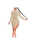 Robe sexy en maille strass pour femmes Processus de forage à chaud Robe moulante Party Club Robe de nuit avec gland