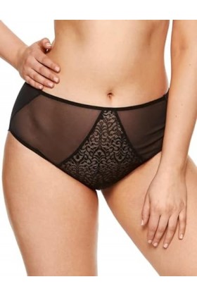 Gorteks Gabi-F Culotte pour femme, Culotte, Culotte en dentelle, Dos en tulle, Entrejambe en coton, 46, Noir