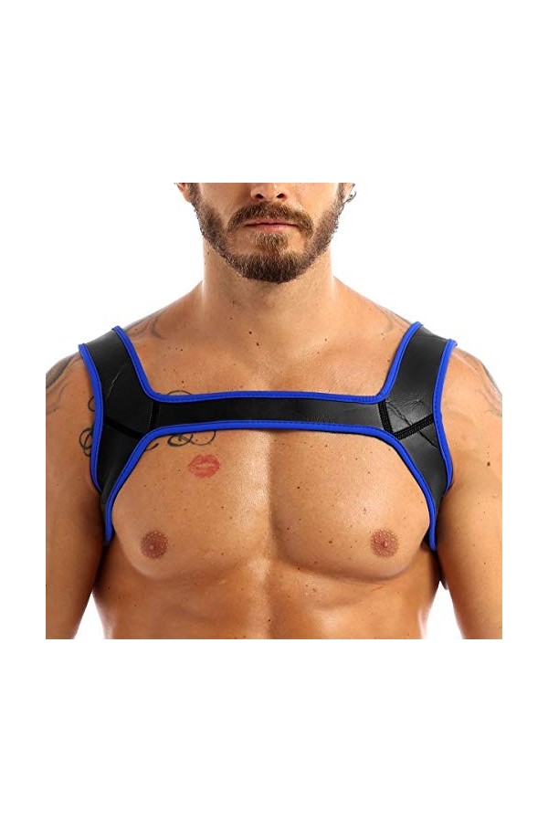 Mengsiy Sangle de Largeur dépaule en néoprène for Hommes Cordon de Serrage Protecteur Musculaire Cosplay Fantaisie Club Cost