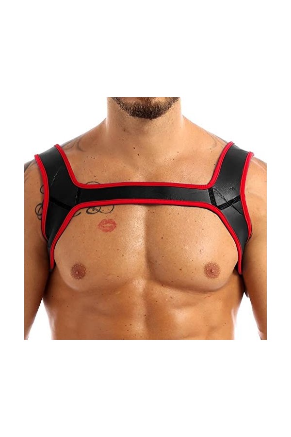 Mengsiy Sangle de Largeur dépaule en néoprène for Hommes Cordon de Serrage Protecteur Musculaire Cosplay Fantaisie Club Cost