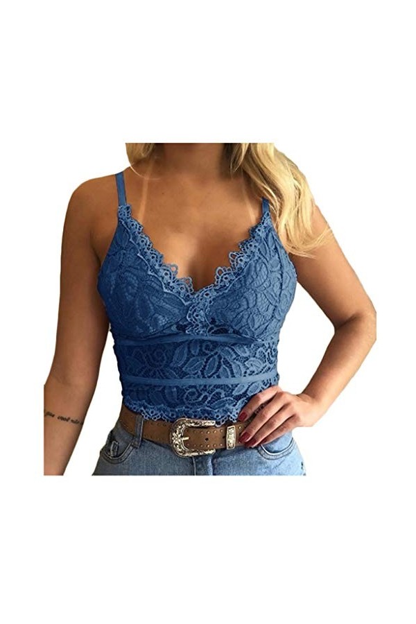 VaiKanhai Culotte sexy pour femme - String sexy - En coton stretch - Taille haute - Pour femme, bleu, XXL