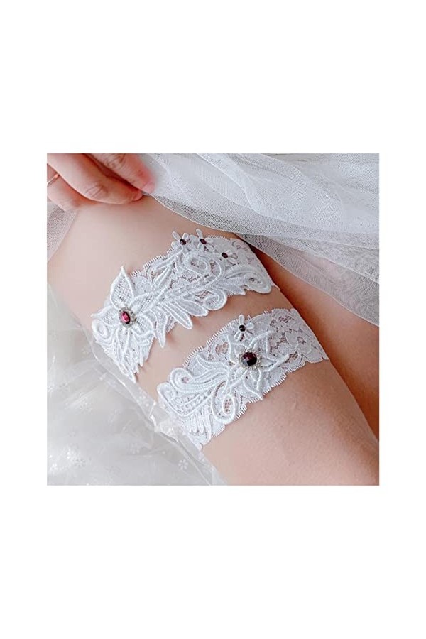 ZZSRJ Jarretière de Mariage 2 pièces Dentelle Sexy Mesdames Cuisine Color : F Dark Purple, Taille : One Size 