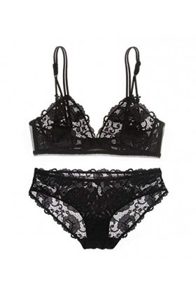 TIGERROSA Culottes Soutiens-Gorge Sexy Femme Pas De Bague en Acier Triangle Coupe Sexy Beauté Dentelle Dos Sommeil Réunis Sou