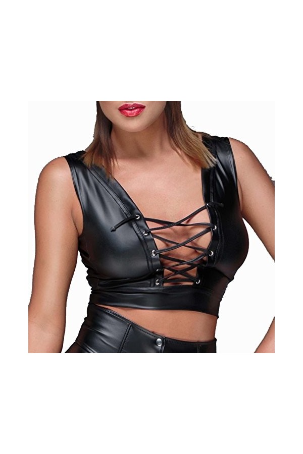 Angies Glamour Fashion Noir Handmade F155 Top noir à lacets - Noir - 40