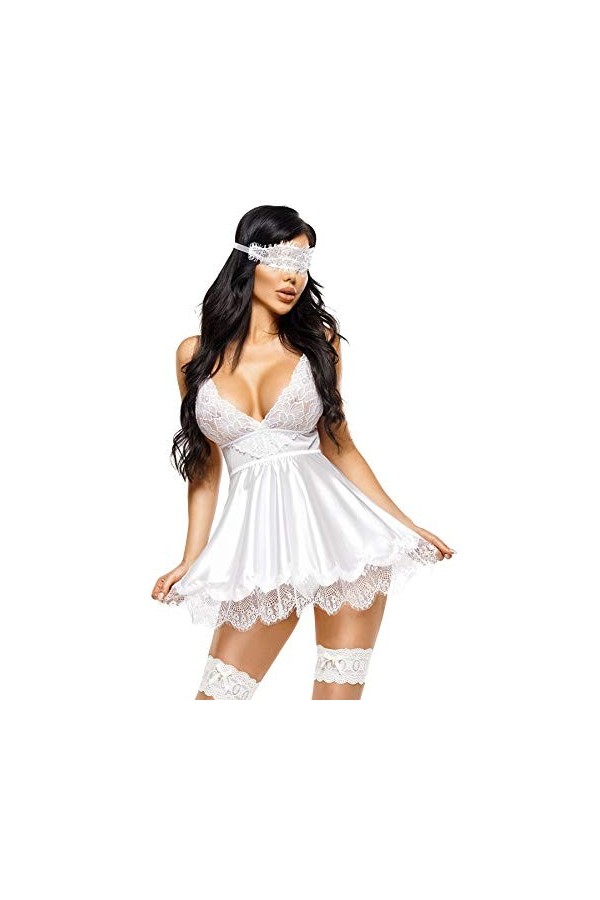 Beauty Night - Eve Babydoll Masque - Grenat Couleur - Grenat, Tailles - L/XL