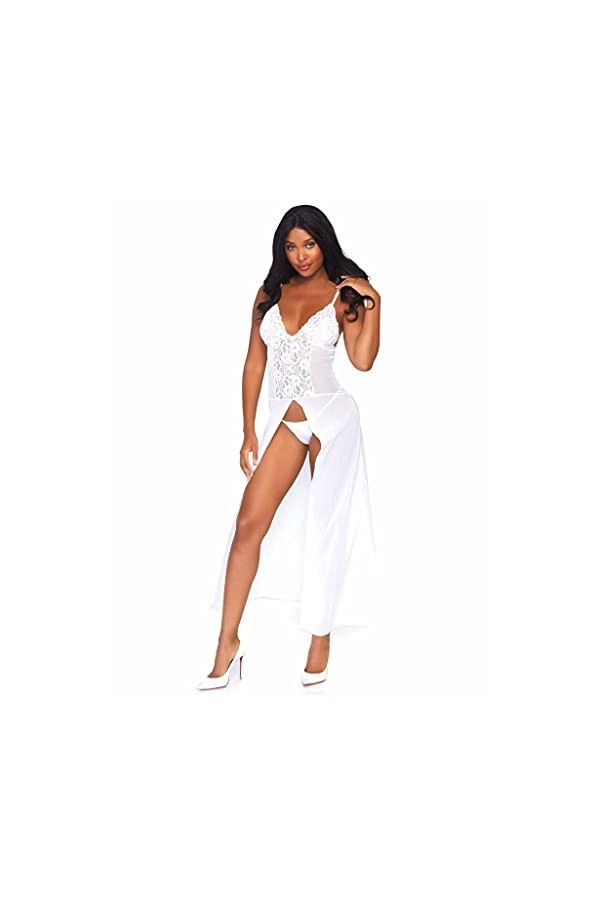 Leg Avenue 88018 Robe Longue & String Blanc Taille Unique EUR 34-38