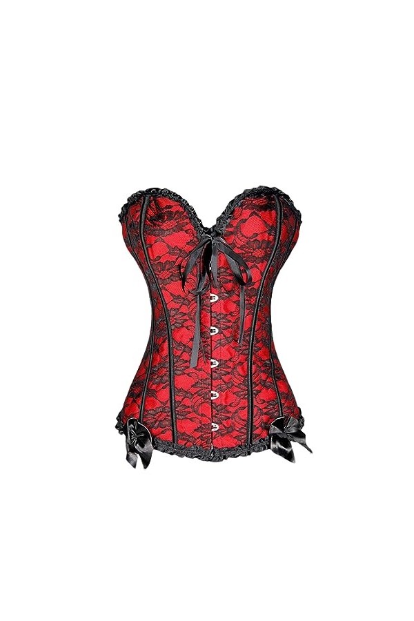 Rfmfkkg Corset sexy à lacets pour femme - Sans manches, 9002Rouge, S