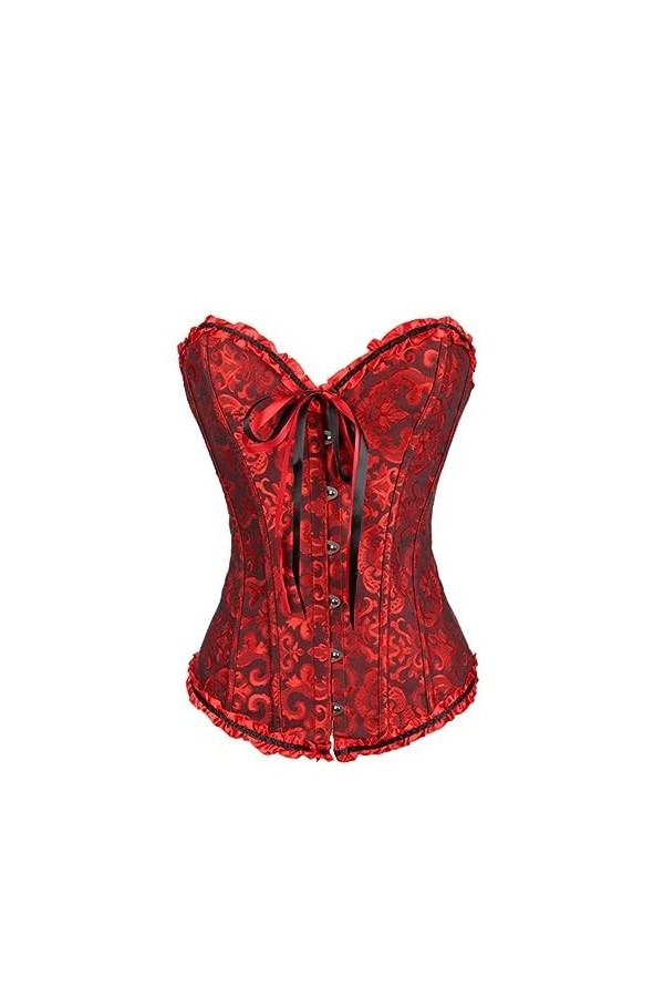 Rfmfkkg Corset sexy à lacets pour femme - Sans manches, 9002Rouge, S