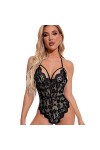 RIJPEX Ensemble de Lingerie en Dentelle Moulante Casual Home Jumpsuit Vêtements pour Femmes Noir XXCLarge 