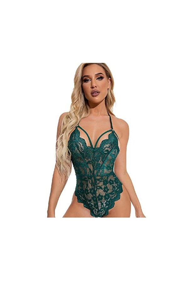 RIJPEX Ensemble de Lingerie en Dentelle Moulante Casual Home Jumpsuit Vêtements pour Femmes Noir XXCLarge 