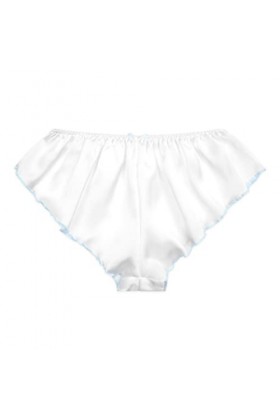 Satini Satin Taille Basse Élévation Culotte à Cannelures à la Française efféminé Slips Culottes sous-vêtements Blanc - Bleu 