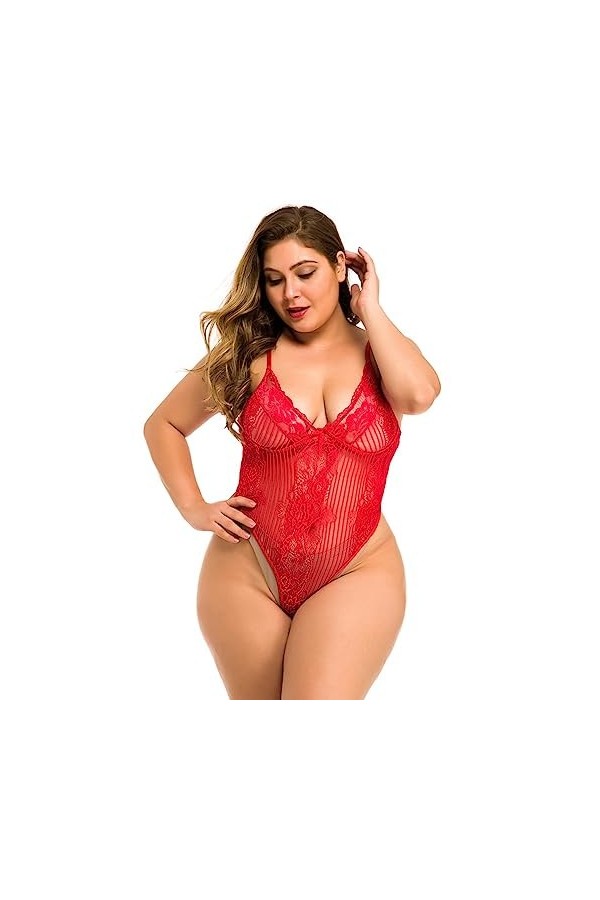 ZTIANEF MiniSexy Bow Slim fit rassemblé Combinaison Lingerie Respirante, Rouge, XL