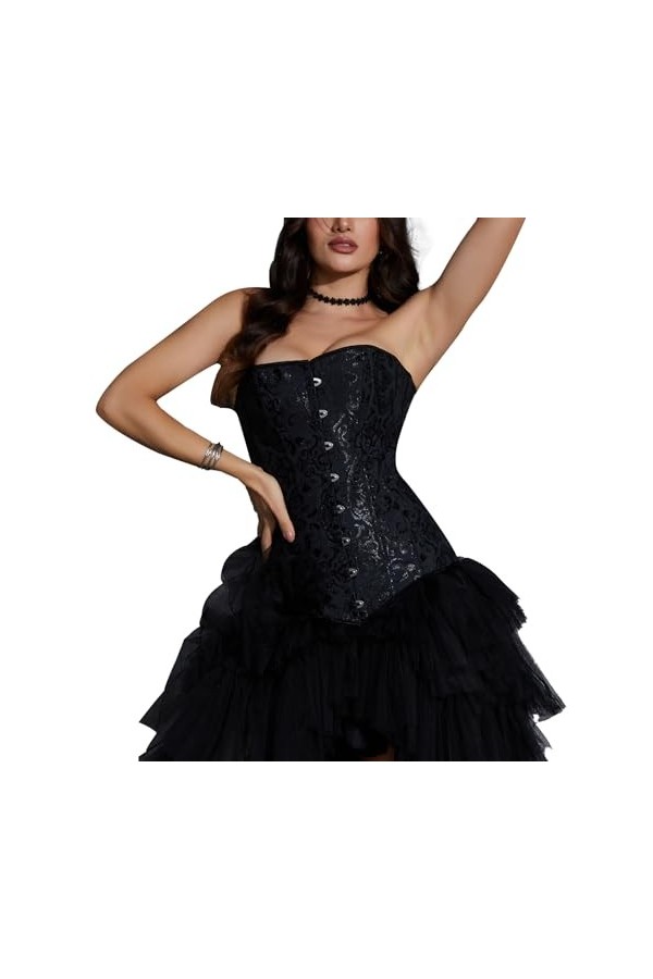 MISS MOLY Robe corset gothique en cuir synthétique pour femme, Noir , XXXXL