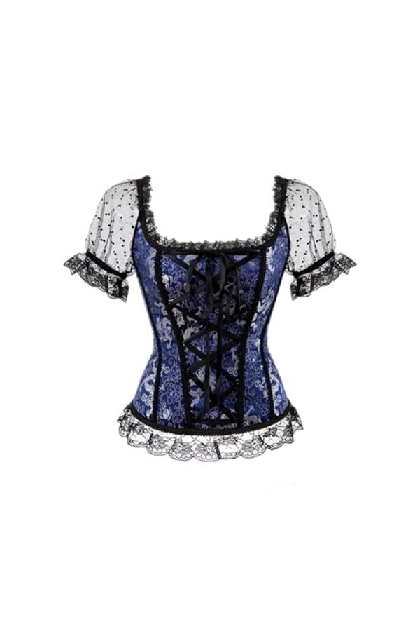 YATEAR Mode Dentelle Lingerie Bustier Jacquard Overbust Corset Une Épaule À Manches Courtes Corset Top Plus La Taille