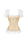 YATEAR Mode Dentelle Lingerie Bustier Jacquard Overbust Corset Une Épaule À Manches Courtes Corset Top Plus La Taille