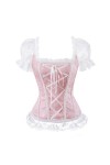 YATEAR Mode Dentelle Lingerie Bustier Jacquard Overbust Corset Une Épaule À Manches Courtes Corset Top Plus La Taille