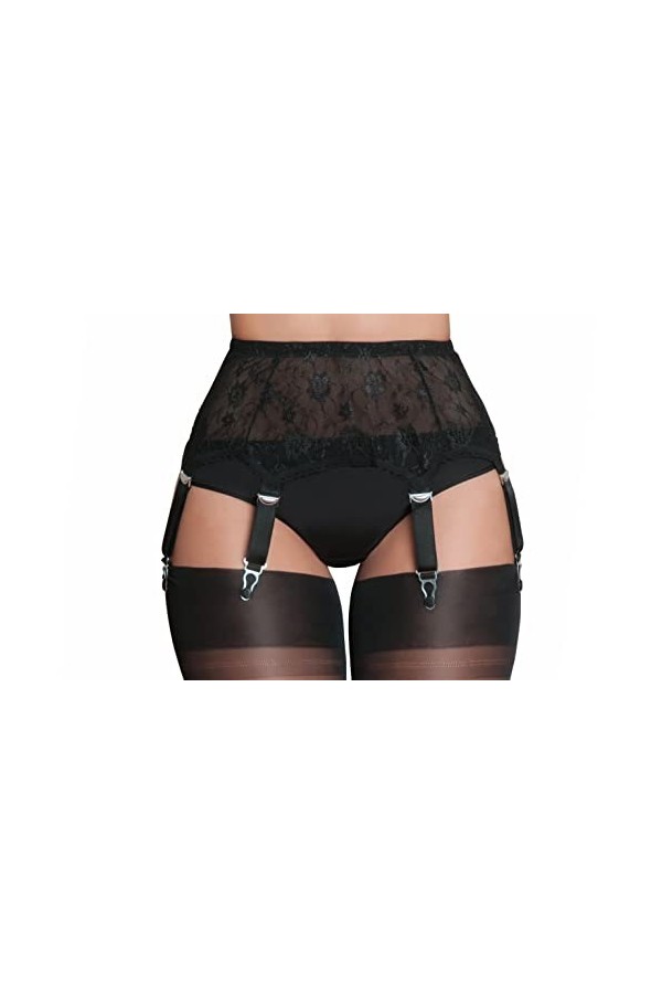 Nylon Dreams NDL55 Porte-jarretelles en dentelle à 6 sangles M, rouge 