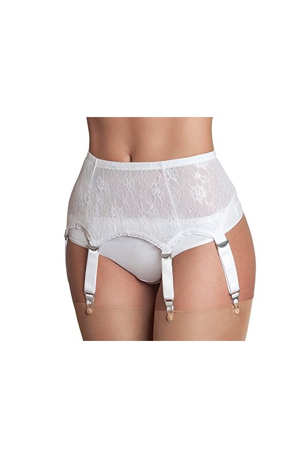 Nylon Dreams NDL55 Porte-jarretelles en dentelle à 6 sangles M, rouge 