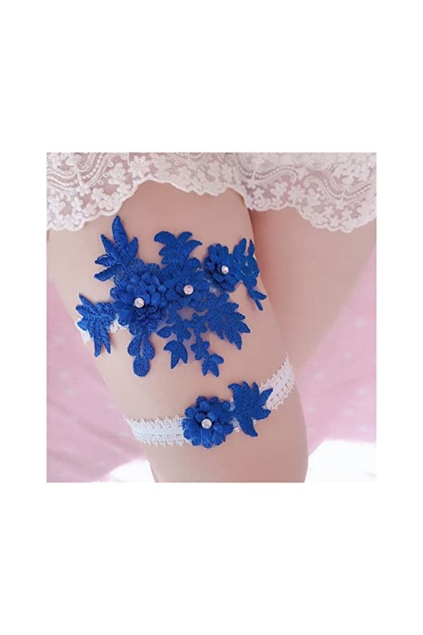 ZZSRJ Jarretière de Mariage 2 pièces Dentelle Sexy Mesdames Cuisine Color : D Royal Blue, Taille : One Size 