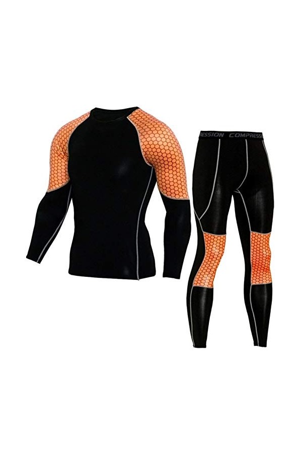 DDSP Vêtements en sous-vêtements Thermiques Séchage Rapide Thermo sous-vêtements Vêtements for Hommes Color : Orange Sets, S