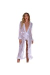 WDZOWU Robe Longue en Dentelle Sexy pour Femmes-Wine_XL