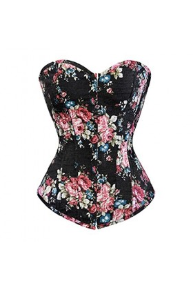 TTCI-RR Bustiers et Corsets Impression Florale Corset Gothique Corsage Denim Lingerie Sexy Corsage Corsage Corsage Corsets et